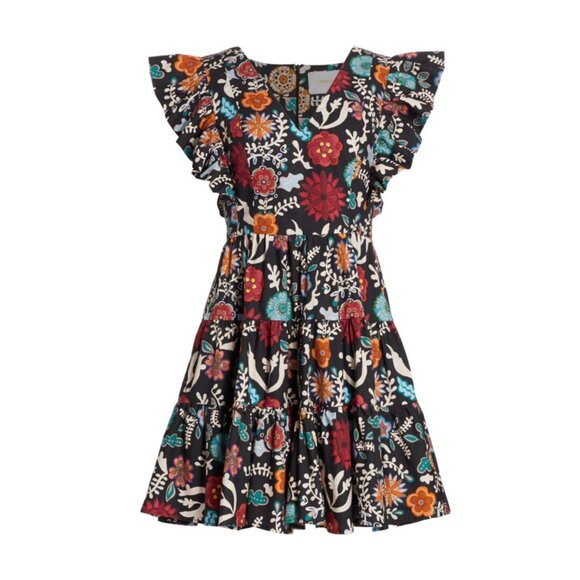 NWOT La DoubleJ Edition 25 Honeybun Mini Dress Womens Small Black Red V-Neck NEW - Picture 1 of 14